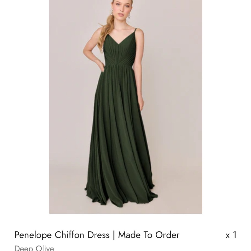 Penelope Chiffon Dress in Deep Olive